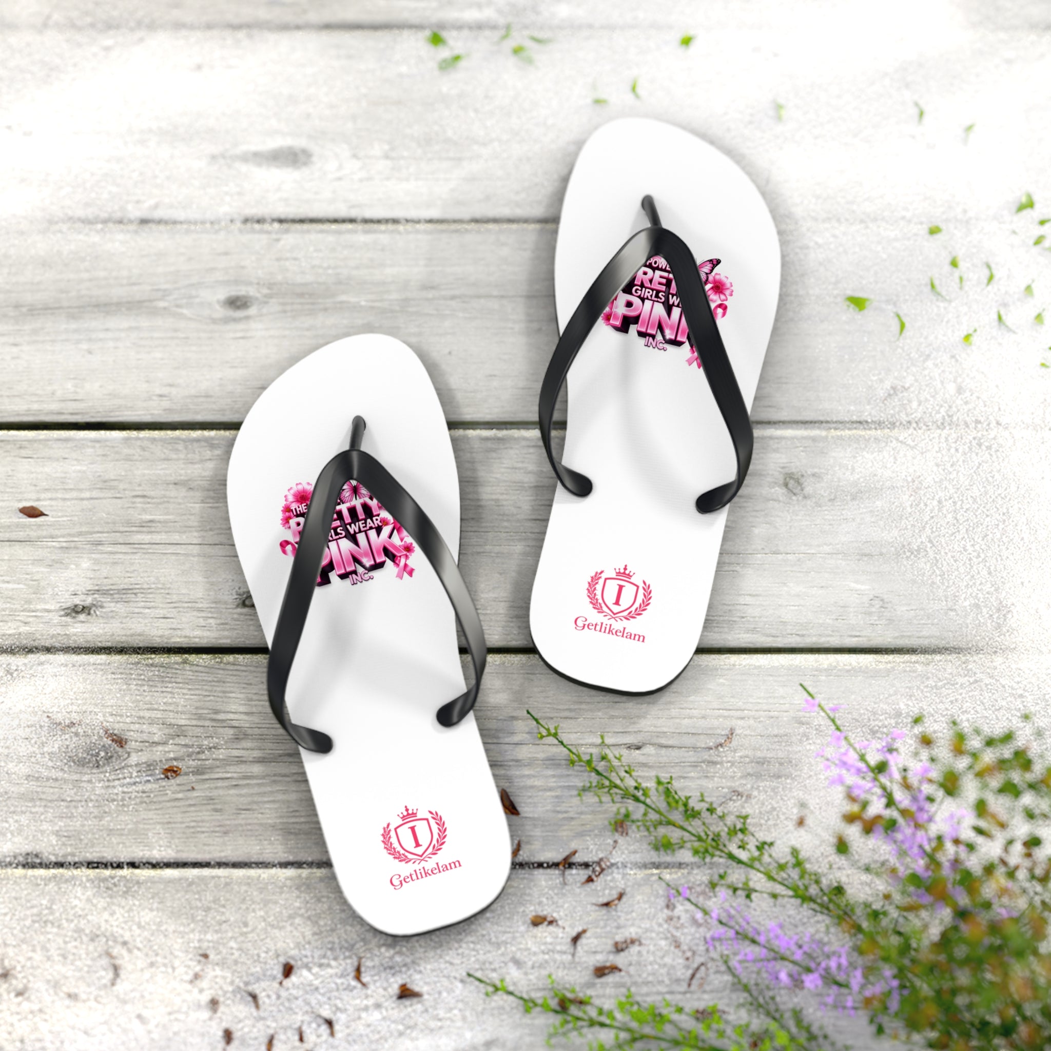 "Pretty Girls Wear Pink" Women's Flip Flops