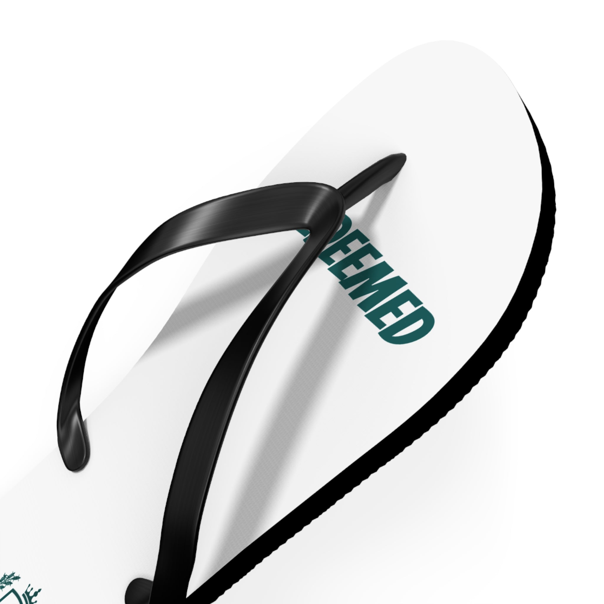 Redeemed Flip Flops — Christian Faith Beach Sandals with Crest Logo