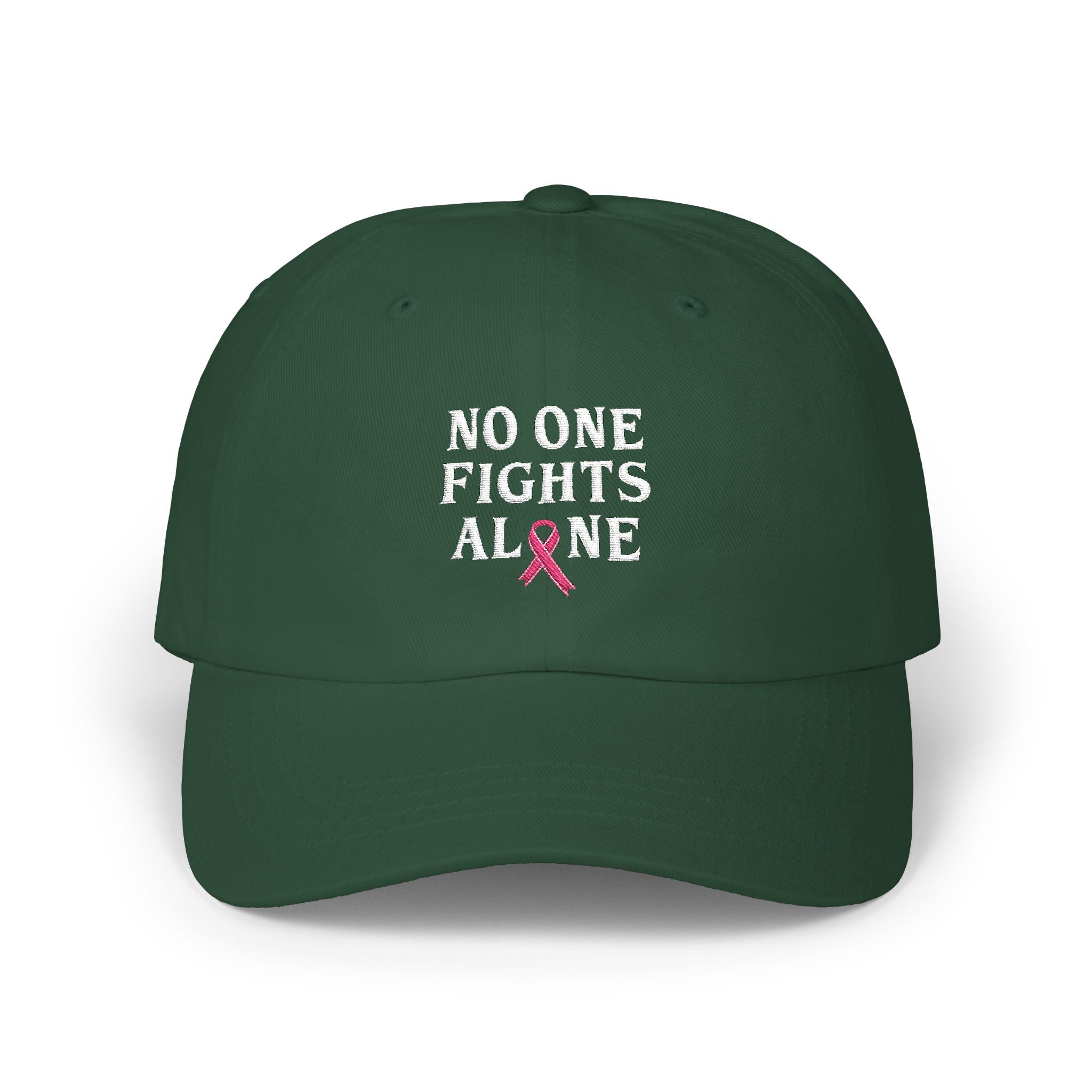 Ball Cap — "No One Fights Alone" Pink Ribbon Cancer Awareness Hat