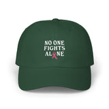 Ball Cap — "No One Fights Alone" Pink Ribbon Cancer Awareness Hat