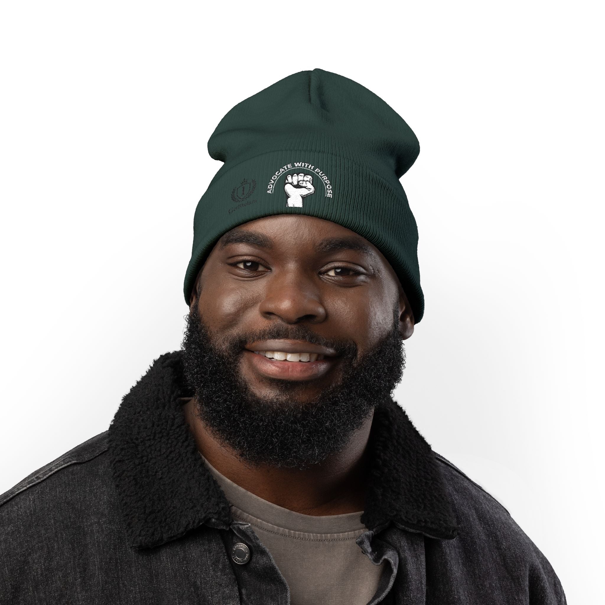 Embroidered "End Of Care With Attitude" Fist Knit Beanie