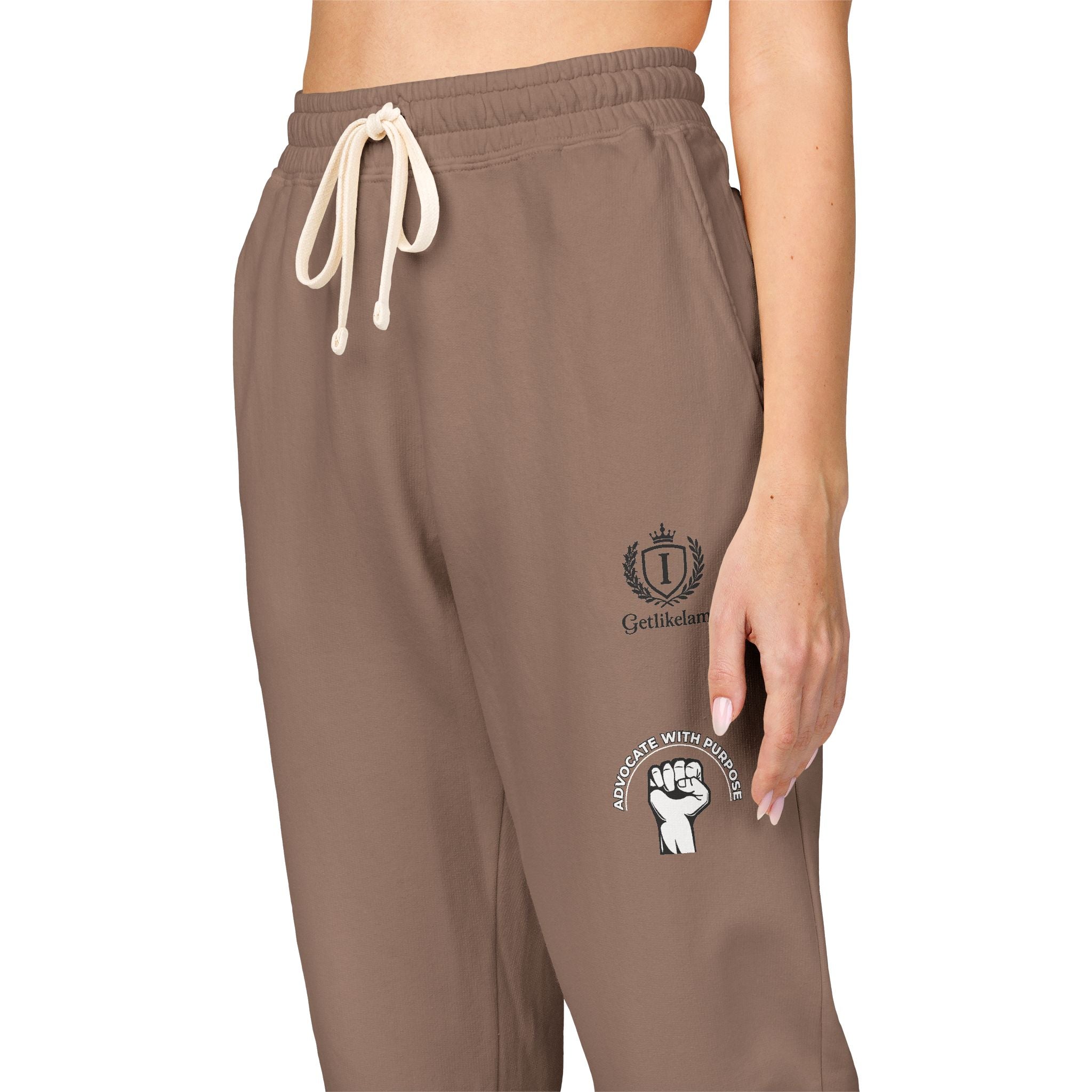 Embroidered Crest Sweatpants — Garment-Dyed Fleece Joggers