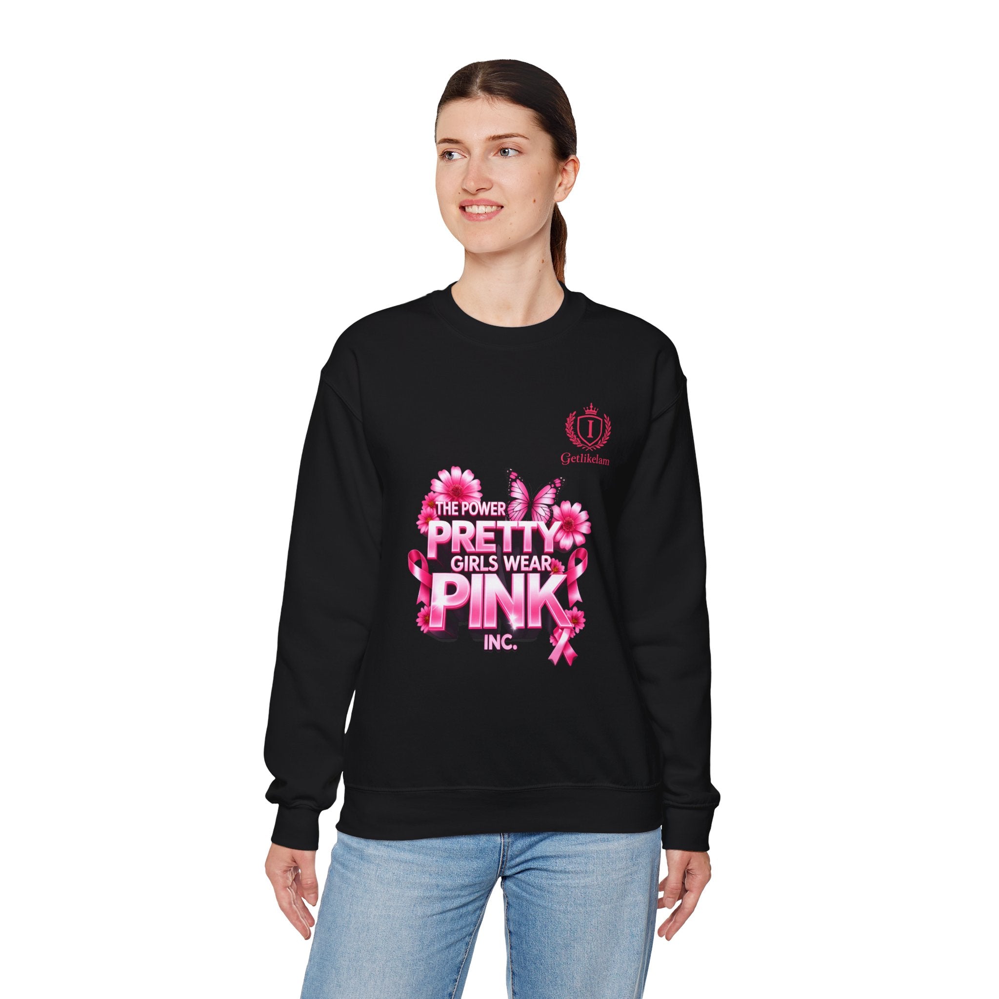 Pink Butterfly 'Pretty Girls Wear Pink' Crewneck Sweatshirt