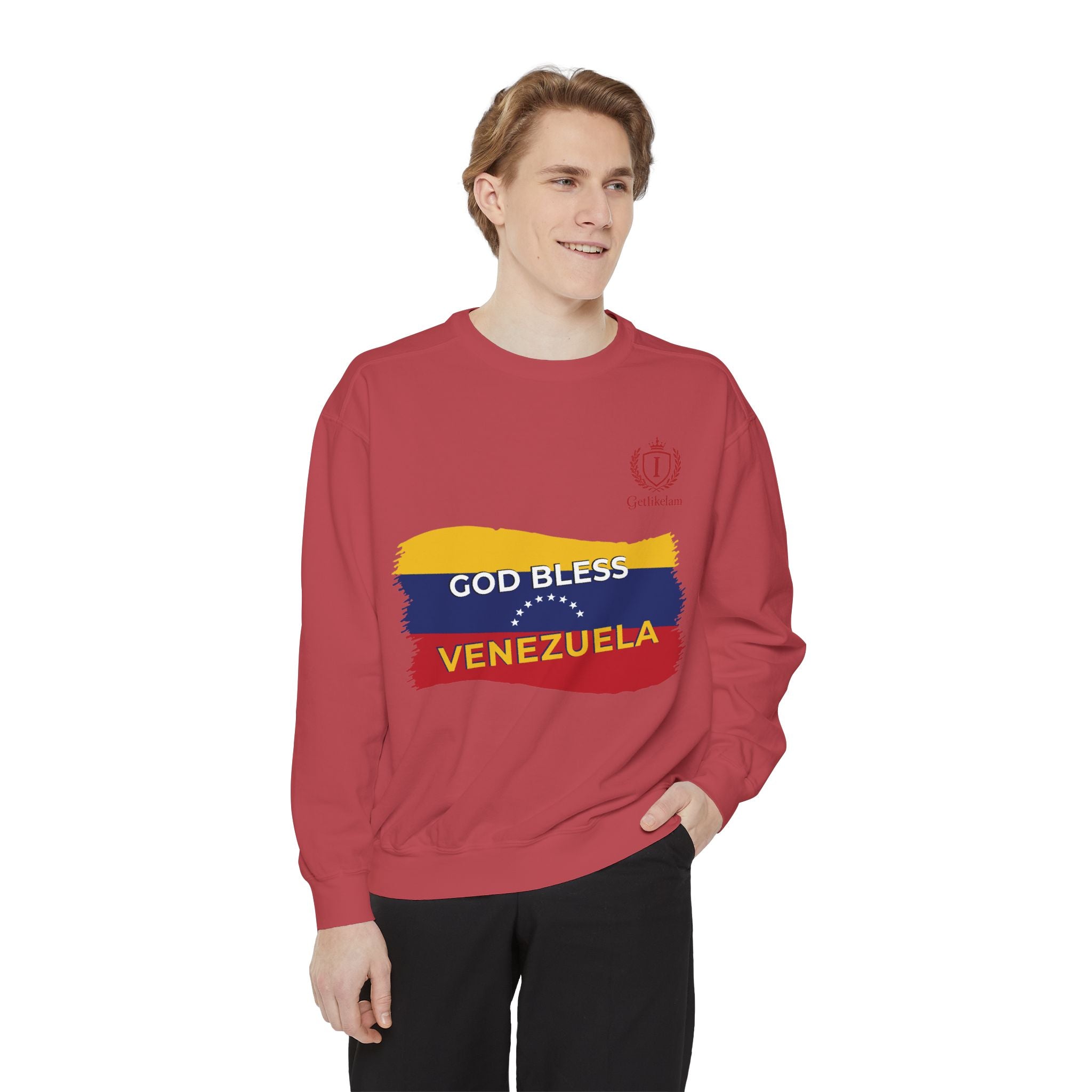 God Bless Venezuela Sweatshirt — Venezuelan Flag Brushstroke Crewneck